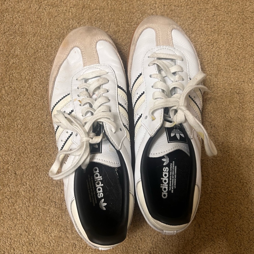 Adidas Samba White and Tan Sneakers